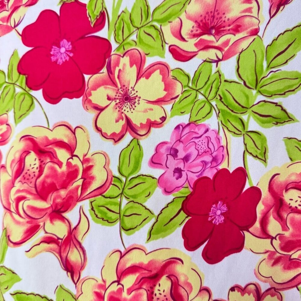 Reitmans top cinch tie sleeves bright flowers Floral Print shirt y2k neon - Picture 4 of 11